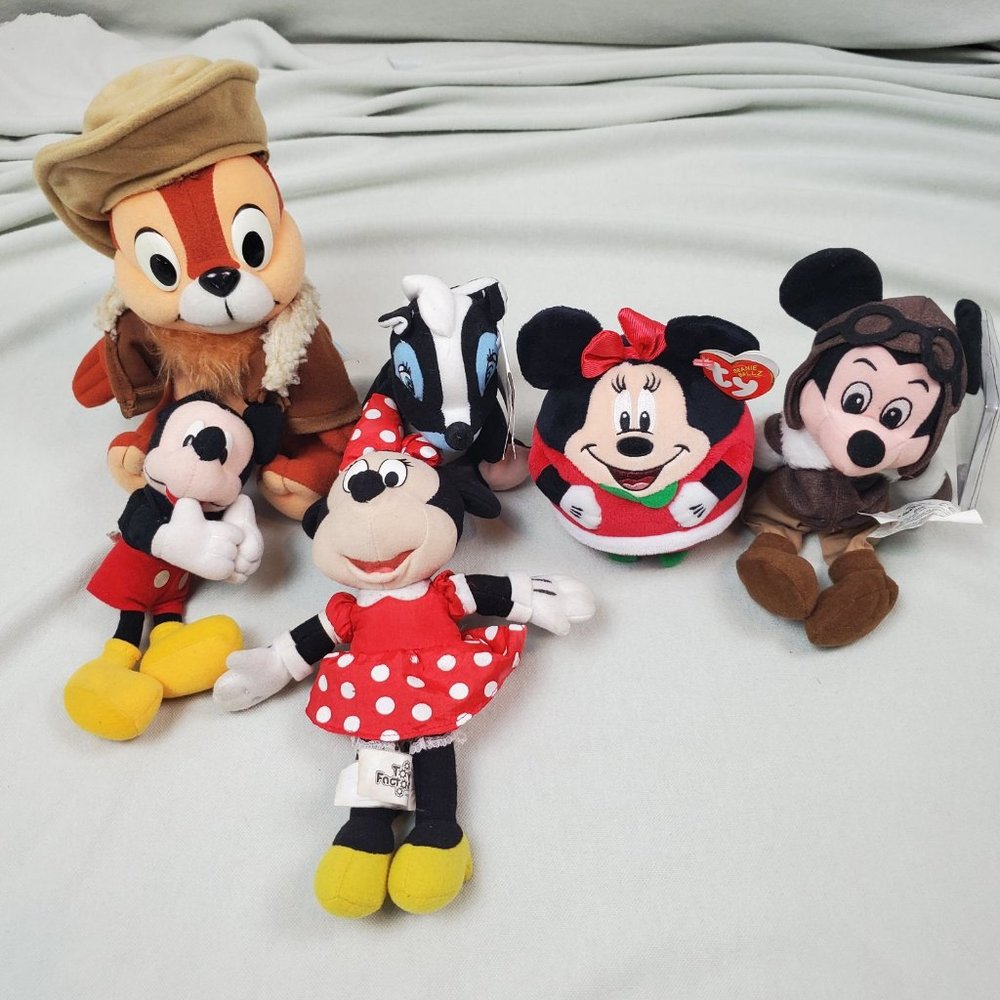 Disney Plush Lot Minnie Mickey Bambi's Flower Stuffed Toy